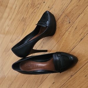 SCHUTZ Black Platform Loafer Pumps